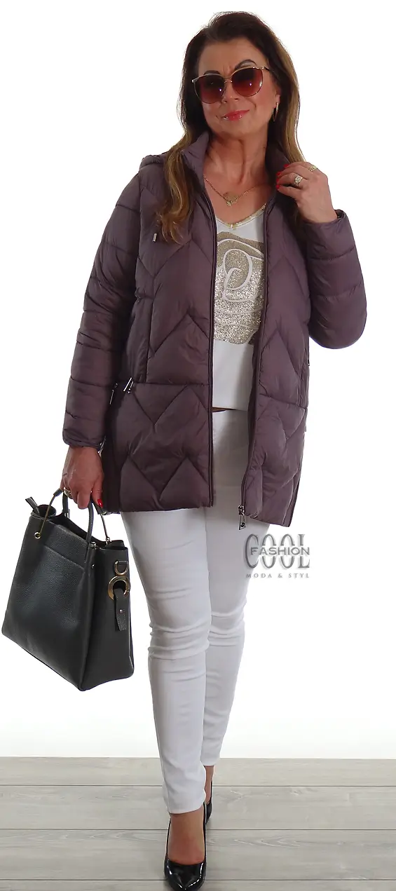 Ocieplona przejściowa kurtka na podszewce BASIC fioletowa 2 Ocieplona przejściowa kurtka na podszewce BASIC fioletowa - obrazek 2