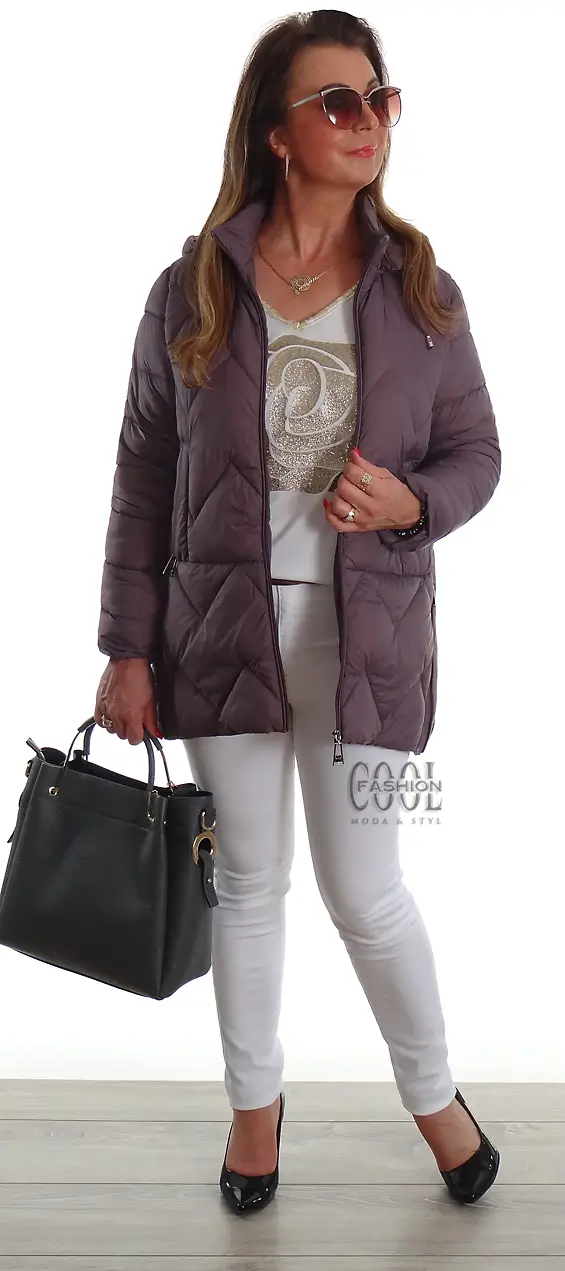 Ocieplona przejściowa kurtka na podszewce BASIC fioletowa 3 Ocieplona przejściowa kurtka na podszewce BASIC fioletowa - obrazek 3