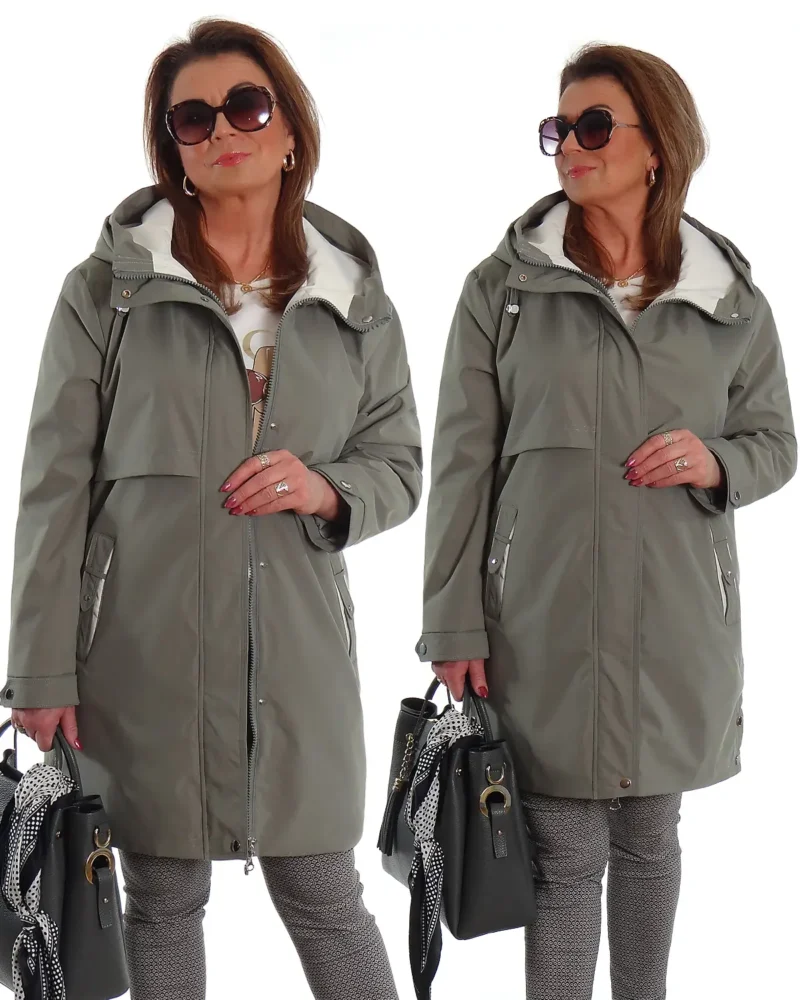 Elegancki przejściowy płaszczyk na podszewce LUXURY zielony