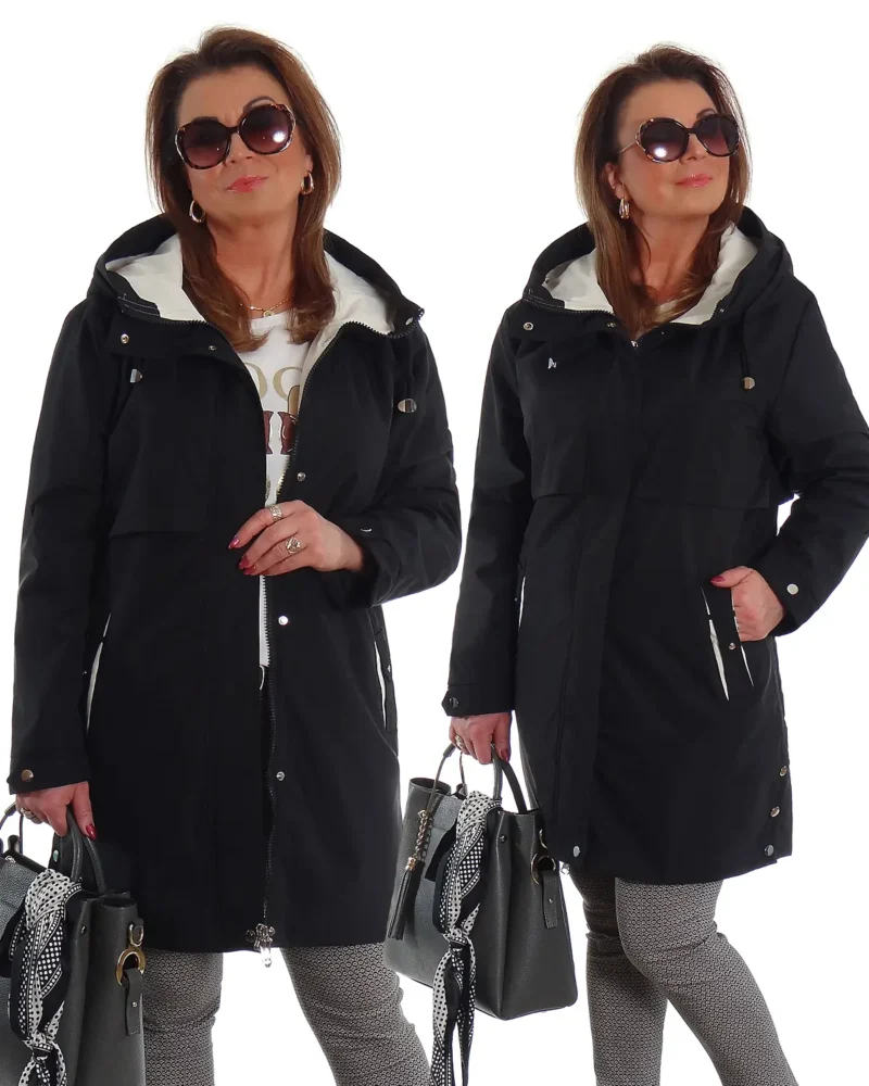 Elegancki przejściowy płaszczyk na podszewce LUXURY czarny