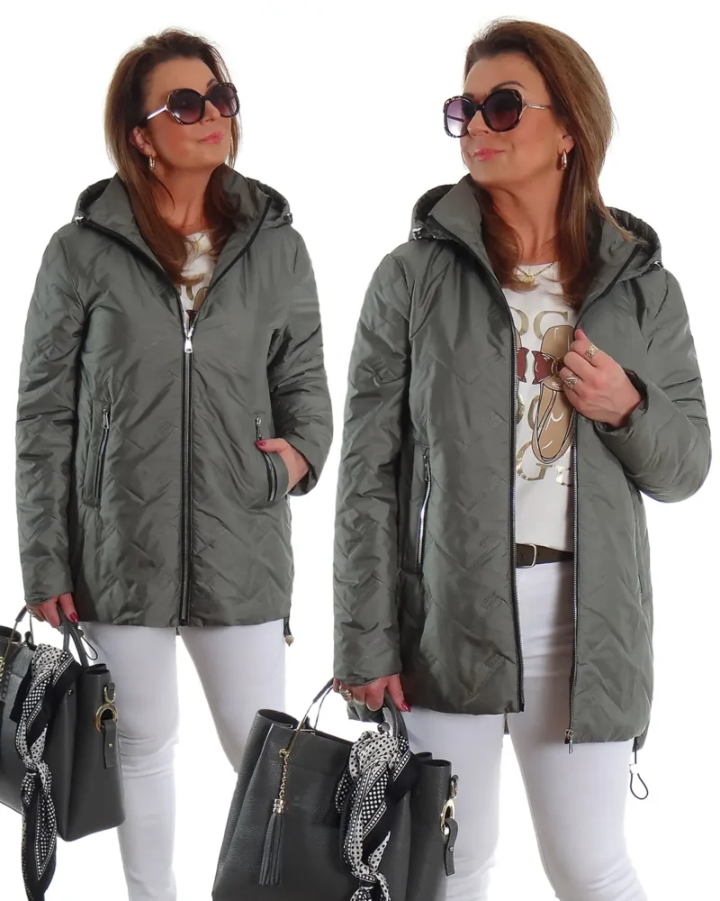 Lekka dłuższa kurtka z kapturem NELLY zielona