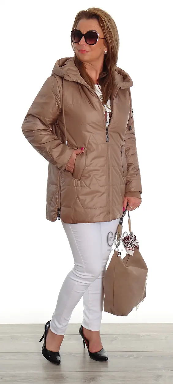 Dłuższa przejściowa kurtka NANCY karmel 5 Dłuższa przejściowa kurtka NANCY karmel - obrazek 5